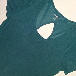 Old‎ Navy Active Teal Green Athletic Top Medium Open Back Workout Shirt